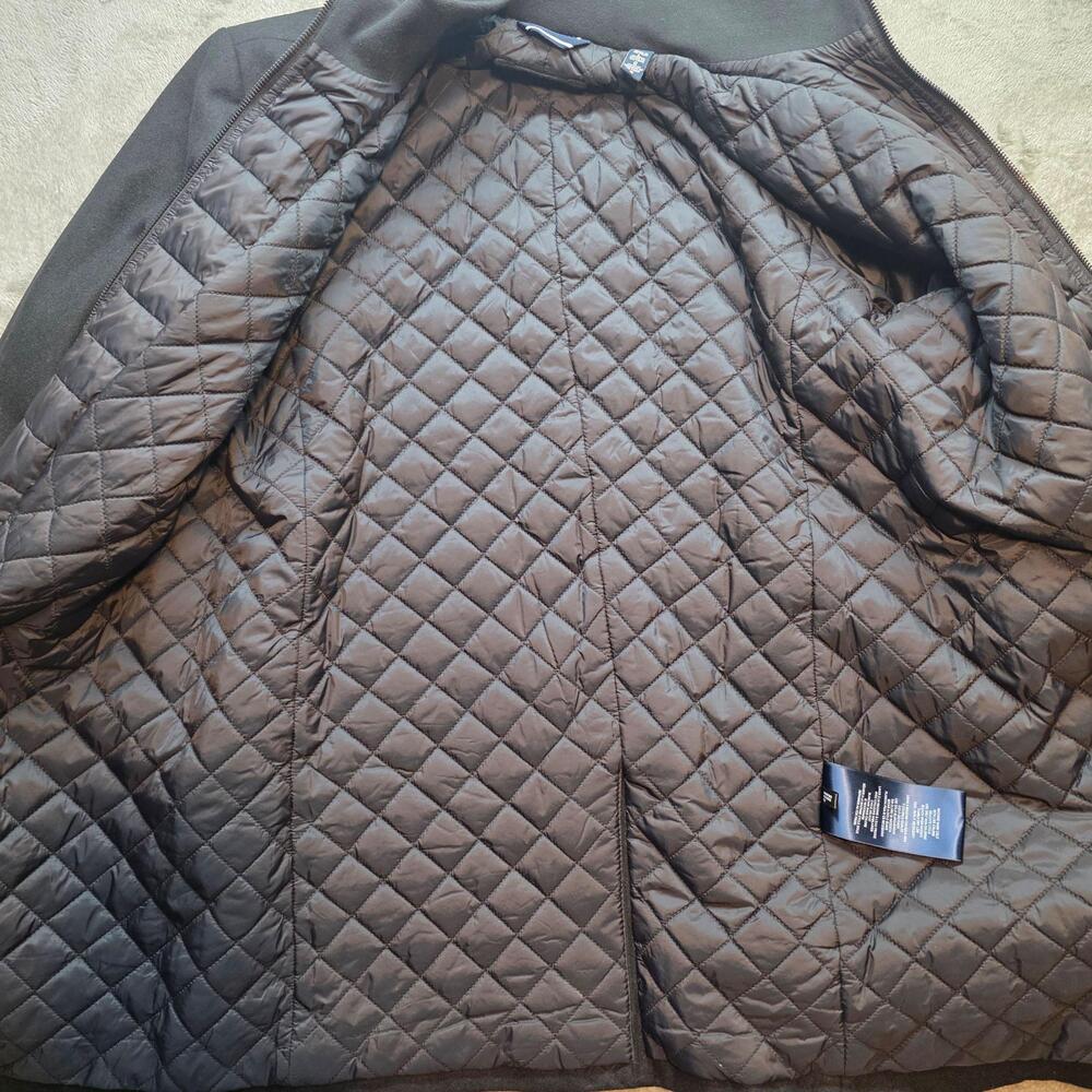 Dockers Overcoat Mens L Black Washable Wool Look Quilted Liner DM0RP903 Flaw - Picture 7 of 13